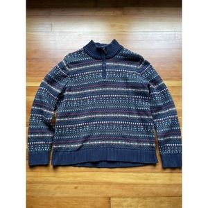 L.L. Bean Men’s 1/4 Zip Knit Fair Isle Nordic Ski Pattern - L